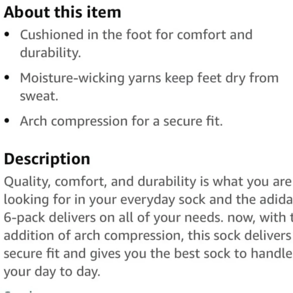Black Adidas Men's Athletic Cushioned Quarter Socks size large ( shoe size 6-12)